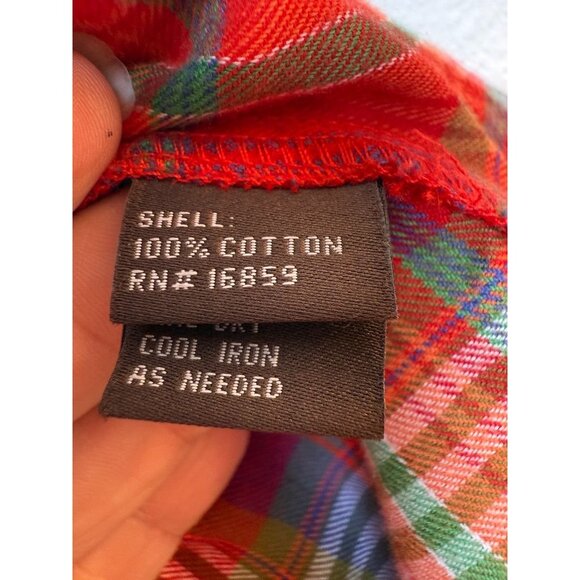 J.McLaughlin Womens Plaid Flannel Button-Down Shirt Red/Multicolor Size 8 Cotton - Picture 8 of 8